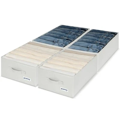 Imagen de 4CONVY organizador de pantalones XXL para armario resistente [2024 MATERIAL MEJORADO] 4 unidades organizadoras reforzadas y rígidas con grandes compartimentos guardar