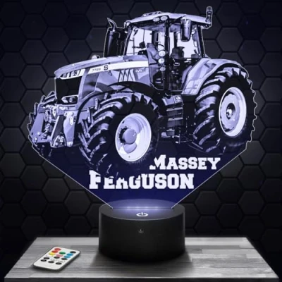 Imagen de lámpara de mesilla noche, luz nocturna táctil Massey.F tractor agrícola LED ilusión 3D, idea regalo para niños y niñas, Navidad, noche o adultos. TOP