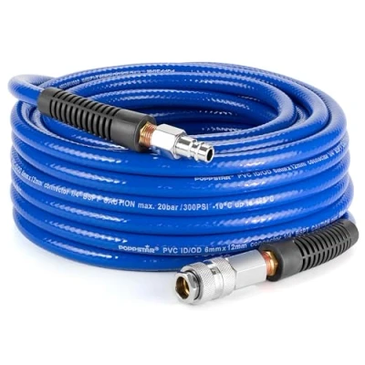 Imagen de Poppstar Manguera aire comprimido de PVC 6/12 mm, longitud 5 m, conexión rápida &amp; enchufe macho, 20 bar, azul