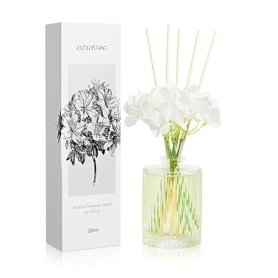 Imagen de Difusor de Varillas 200ml Jasmine White Tea,con 5 Varilla Fibra,Ambientador Varillas,Reed Diffuser Fragancia para Dormitorio,Baño,Oficina