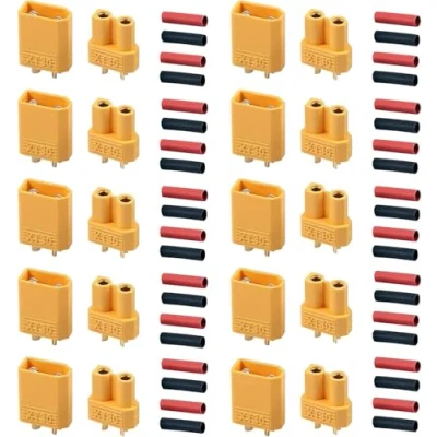 Imagen de YUNIQUE GREEN CLEAN POWER Conectores XT30 Macho Hembra 10 Pares Ideales para Baterías Lipo Modelismo RC, Helicópteros Estéreo de Auto Amarillo, Plástico