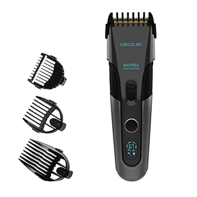 Imagen de Cecotec Cortapelos Bamba PrecisionCare Titanium. Cuchilla de Acero Inoxidable con Revestimiento Titanio, Batería Litio, Autonomía hasta 120 minutos, Uso y sin Cable, 3 Peines