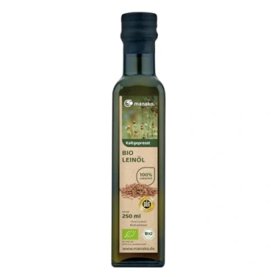 Imagen de Manako BIO Aceite de linaza ecológico prensado en frío, 100% puro, botella cristal 250 ml (1 x 0,25 l)