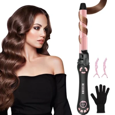Imagen de Rizador de Pelo Automático 25mm Rotativo para Todo Tipo Cabello, con Calentamiento Rápido, Doble Velocidad y Pantalla LCD 120C 230C Ondas Playa Duraderas