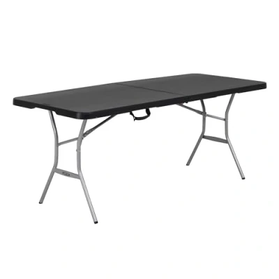 Imagen de LIFETIME Mesa Rectangular Plegable 183x76x73 cm, Tablero de Polietileno HDPE Negro, Estructura Acero, Bloqueo Seguridad, Resistente a la Intemperie y Golpes, Uso Interior Exterior (92126)