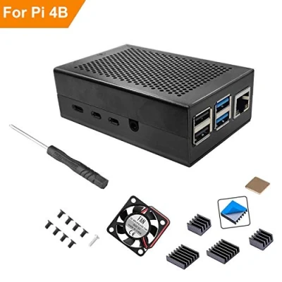 Imagen de RLTech Caja para Raspberry Pi 4 Modelo B, disipador de Calor Ventilador con Estuche Compatible B (Negro)