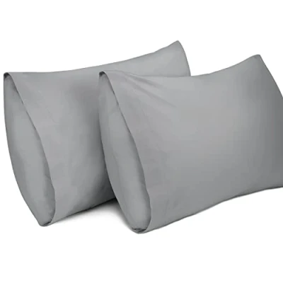 Imagen de Lirex 2 Paquetes Fundas de Almohada, 100% Algodón 400 Hilos Transpirable Almohada la Cubiertas (50 x 80 cm， Gris Oscuro)