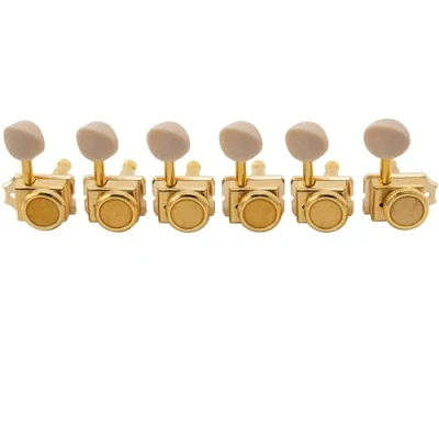 Imagen de Musiclily Pro Vintage Estilo Híbrido 6 en Línea Clavijeros Bloqueo Locking Tuners Clavijas Afinación para Guitarra Eléctrica Squier Classic Vibe Strat/Tele, Níquel Botones Oval Plástico