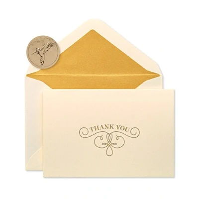 Imagen de Papyrus Tarjetas de agradecimiento con sobres, Gold Flourish (16 unidades)