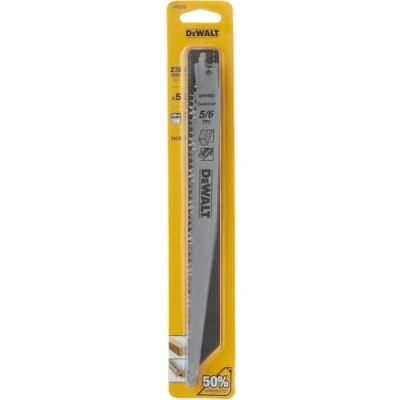 Imagen de DEWALT DT2352 QZ Hoja de sierra sable HCS, longitud: 230mm, paso diente: 5 6 mm, para cortes gruesos y rápidos en madera (tronco poda)