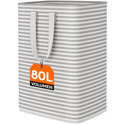 Imagen de Lifewit Cesto Ropa Sucia 80L, Cesta Impermeable con Asas Extendidas, Laundry Basket, Cubo Plegable, Bolsa para Baño, Dormitorio, Lavadero, Gris