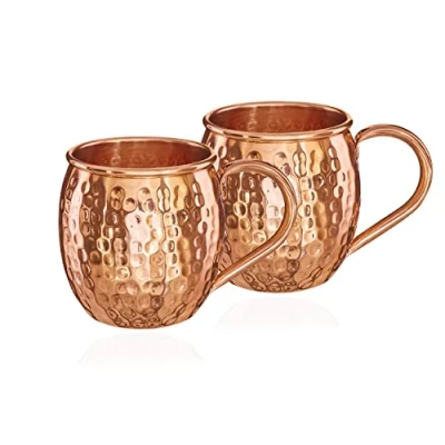 Imagen de NKlaus 2 vasos de cobre puro 100% Ayuverda Copper Oval Moscow Mule 500 ml 11261