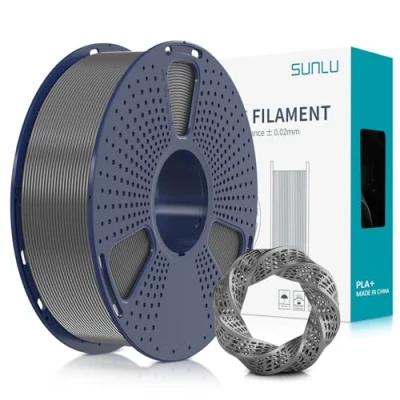 Imagen de SUNLU Filamento PLA+ 1.75 mm, para impresora 3d PLA Plus 1KG，Mejora de la resistencia,Neatly Wound, impresión PLA+, Precisión dimensional +/ 0.02mm, Gris