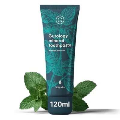 Imagen de Gutology pasta de dientes natural probiótica hidroxiapatita 120 ml, remineralizadora esmalte remineralizante, adecuada para adultos y niños, ayuda a blanquear los