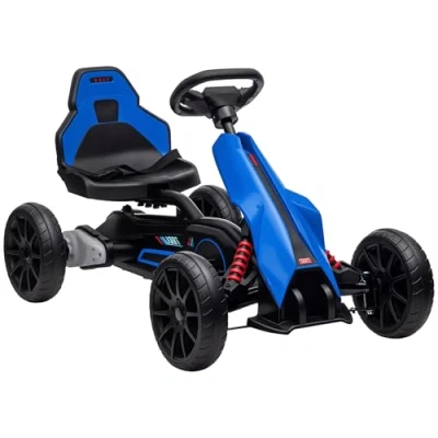 Imagen de HOMCOM Go Kart Coche Eléctrico para Niños de 3 a 8 Años con Batería 12V Velocidad Ajustable 5 km/h y Cinturón Seguridad Carga 30 kg Exterior 100x58x58,5 cm Azul