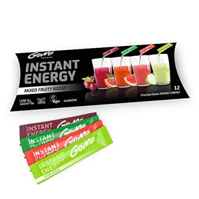Imagen de GoMo ENERGY® Mezcla de variedades bebidas 100% naturalesPotenciador rendimiento corporal y mental sin azúcar Aumento los niveles energía concentraciónMIXED FRUITY BOOST 4x3 Porciones