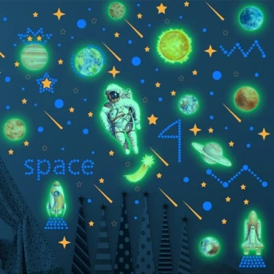 Imagen de Espacio Luminosas Pegatinas,Pared Infantiles Fluorescentes, Astronauta Planetas Pegatinas ,Luminoso Sistema Solar,Estrellas Pegatina Pared,Decoracion Pared Niños Habitación Sala Dormitorio