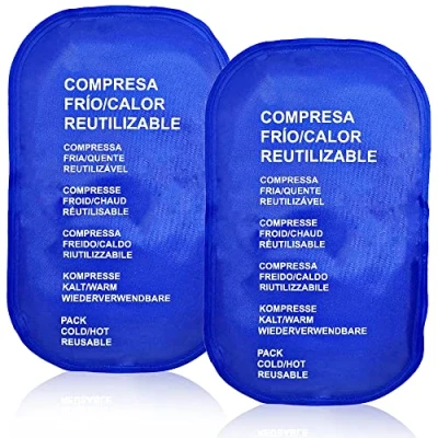 Imagen de Bolsa de gel reutilizable calor y frío, Tamaño 30cm x 18.5cm, Pack 2 compresas multiusos para microondas congelador, frio lesiones alivia dolor muscular