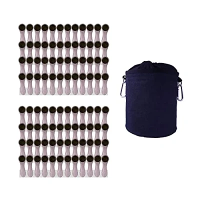 Imagen de Pinzas para Colgar la Ropa Tacto Suave y Extremos Blandos Plateado 96 Unidades + Bolsa en Negro