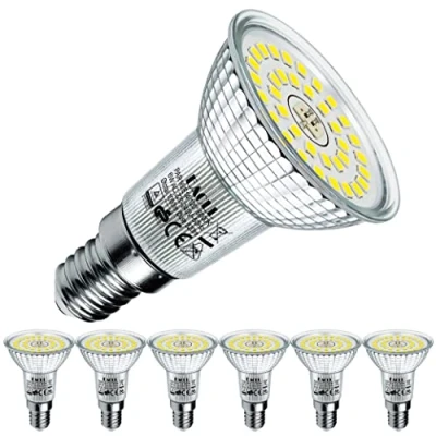 Imagen de EACLL Bombillas LED E14 R50 Blanco Frio 6W Reemplaza 100W Halógena, Pack de 6, Focos Sin Parpadeo AC 230V, 6000K 820 Lúmenes 120 Spotlight, Lámpara Reflectora no Regulable