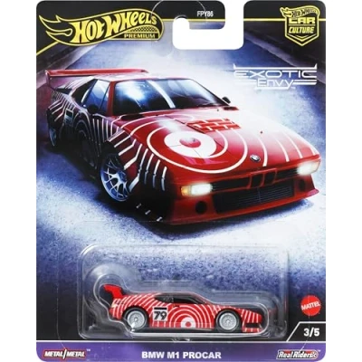 Imagen de Hot Wheels Premium BMW M1 PROCAR, Car Culture Coche de juguete colección a escala 1:64, para coleccionistas, regalo niños y niñas +3 años fans coleccionistas adultos, HKC79