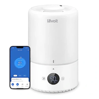 Imagen de LEVOIT 3L Top Fill Humidificador a Bebés para Aliviar Mocos con 25H, Ultrasónico de Vapor Frío y Difusor Compatible Alexa APP,