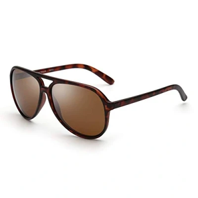 Imagen de Jim Halo gafas de sol polarizadas retro gran tamaño con protección UV400, clásicas para hombre, adecuadas deportes, conducción, ciclismo, Lente marrón polarizada/marco tortuga