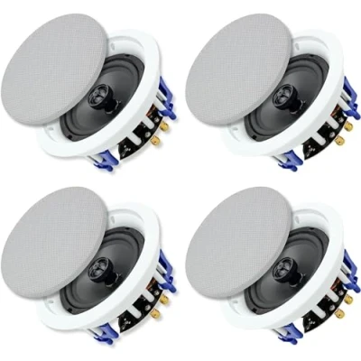 Imagen de Herdio Altavoces de Techo 6,5 Pulgadas y 640 vatios Montaje Empotrado 2 vías Oficina, Cocina, Sala Estar, baño (4 Altavoces)