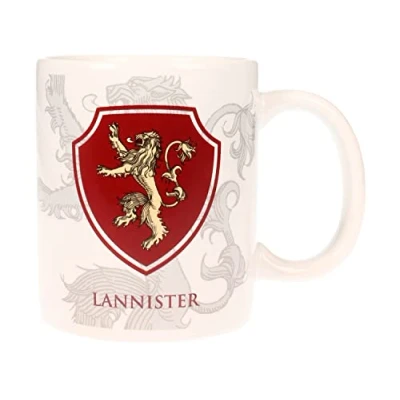 Imagen de Juego de Tronos Taza cerámica con diseño Escudo Lannister (SD Toys SDTHBO02092) Game of Thrones, Cerámica, Blanco, 9 cm