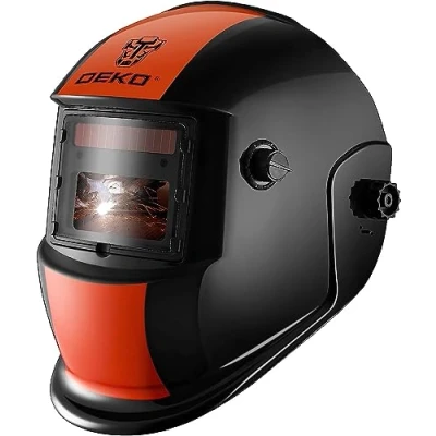 Imagen de DEKO Casco de Soldadura Solar Powered Auto Oscurecimiento Capucha con Rango Sombra Ajustable 4/9 13 para Mig TIG Soldadora Arco Naranja Negro