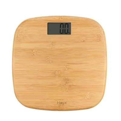 Imagen de Haepi Báscula de bambú con gran bandeja, pantalla y grande, diseño precisión, superficie suave, capacidad máxima 180 kg. Pilas incluidas