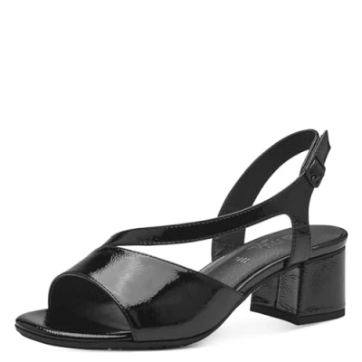 Imagen de Jana Softline 8 28378 42 018 Black Absatzsandale Komfortable Mehrweite Alltagsschuh Festlich Elegant, Sandalia con talón Mujer, Patente Negra, 38 EU Ancho