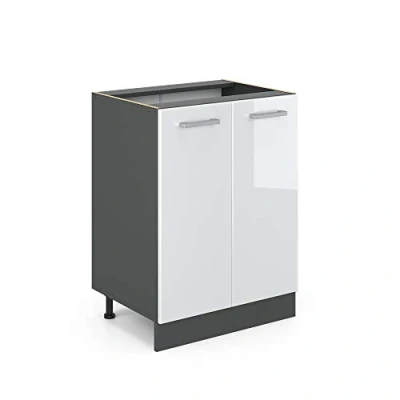 Imagen de Vicco Mueble bajo de Cocina R Line, Blanco Alto Brillo/Antracita, 60 cm sin encimera