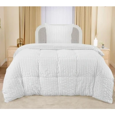 Imagen de Utopia Bedding Seersucker Funda Nordica Cama 90 Juego de Nórdica Microfibra 135x200 cm y 1 Almohada 80x80 (Blanco)