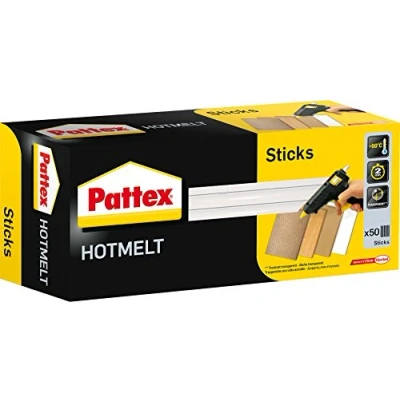 Imagen de Pattex Hotmelt Sticks para rellenar,50 barras de pegamento la pistola caliente con una transparencia extremadamente alta, manualidades, decoración y reparaciones, transparent