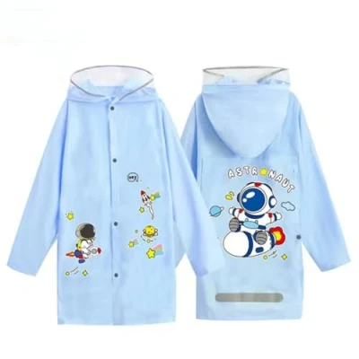 Imagen de CHUANGOU Chubasqueros Impermeable,EVA Poncho para Viajes,Poncho de Lluvia,Ponchos Impermeables Transparentede,Poncho Lluvia Reutilizable（Azul,XL）