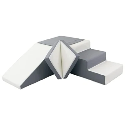 Imagen de Velinda Conjunto tobogán de 4 Bloques para Jugar niños jardín Infancia (Color: Blanco,Gris)