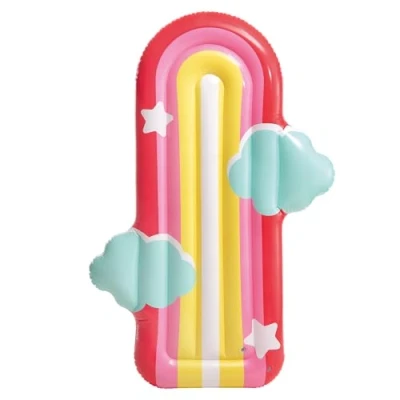 Imagen de Intex Colchoneta hinchable, 117x20x175 cm, Diseño arcoíris, nubes y estrellas, Con 2 cámaras de aire, Incluye parche reparación, Colchonetas piscina, Hinchables playa, Juguete agua, Flotador(58729)