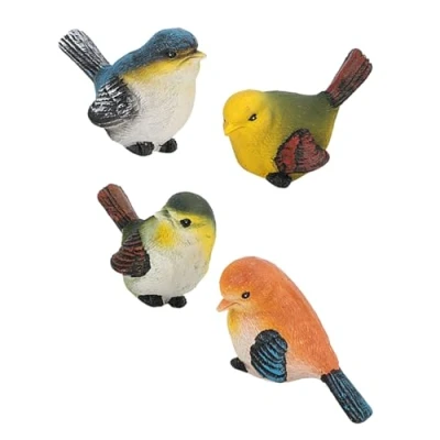 Imagen de Pájaros Artificiales, 4 Piezas de Resina pajaros Decorativos, Adornos Patio Jardín césped para Decoración Casa Adorno Fiesta Boda