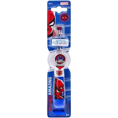 Imagen de Mr White Jr Alimentado por pila Cepillo de dientes manual con tapa protectora Spider Man