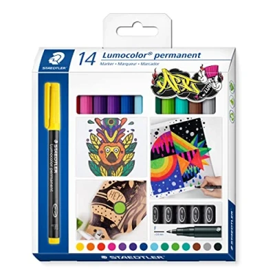 Imagen de STAEDTLER 318 C14 Lumocolor permanent ART rotulador permanente, todas las superficies, resistente a manchas y al agua, ancho de trazo 0,6 mm, recargable, 14