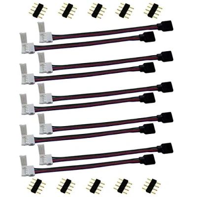 Imagen de LitaElek 10pcs Conector de Tira LED RGB 5050 Controlador Cinta Puente 4 Pin Strip Connector Cable Extensión Banda Pines Tapones para Strip, 17cm Largo