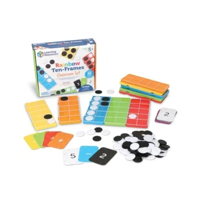Imagen de Learning Resources LER6641 Set arcoíris, 5+, 10 Marcos y fichas conectables hasta el Diez, Material didáctico de matemáticas, Elementos Esenciales para Clase, Multicolor, M (LER6641)