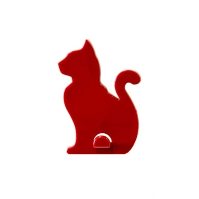 Imagen de KalaMitica, Gancho Magnĩtico Gato Design, Resina ABS, Color Rojo, 7 x 5 0,5 cm