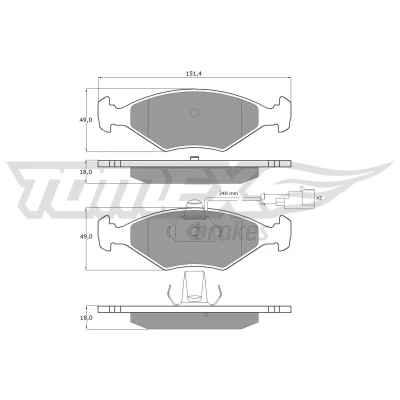 Imagen de TOMEX brakes TX 10 794 Juego de pastillas freno Eje delantero con contacto avisador desgaste