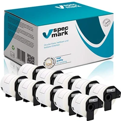 Imagen de specmark 10 rollos de etiquetas individuales compatibles con Brother DK 11202, 62 mm x 100 mm, 300 unidades para todas las impresoras QL: QL 570, 700 y 800