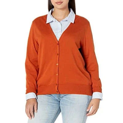 Imagen de Amazon Essentials Jersey Ligero con Cuello de Pico (Disponible en Tallas Grandes) Mujer, Rouille, L