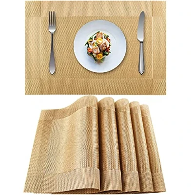 Imagen de EXCO Mantel Salvamanteles manteles individuales, juego de 6,manteles antideslizantes PVC resistente al calor, individuales vinilo lavables place mat 45x30cm