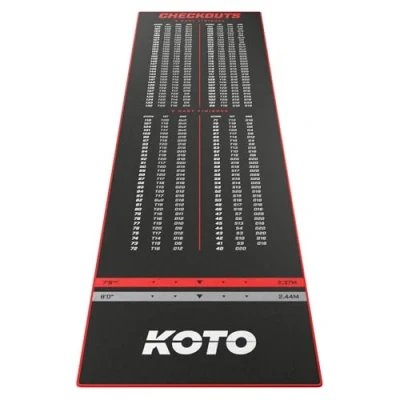 Imagen de KOTO Carpet Checkout Rojo, 285 x 80 cm, Proyector de Suelo, Alfrombra, Juegos dardos, Estera Dardos Espuma para Principiantes y Profesionales, Alfombra Profesional PRojoeger el