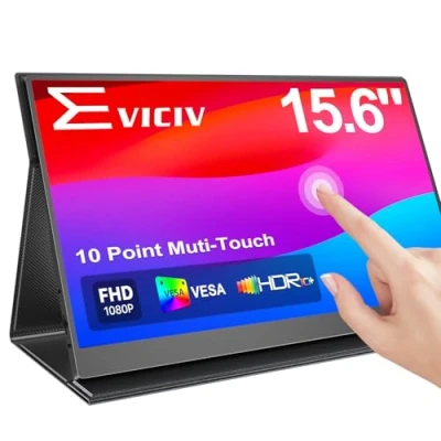 Imagen de EVICIV Monitor Portatil Táctil 15,6 Pulgadas 1080P FHD USB C Display Móvil Externa con HDMI/USB para Laptop/PC/Teléfono/Game Console, Soporte VESA